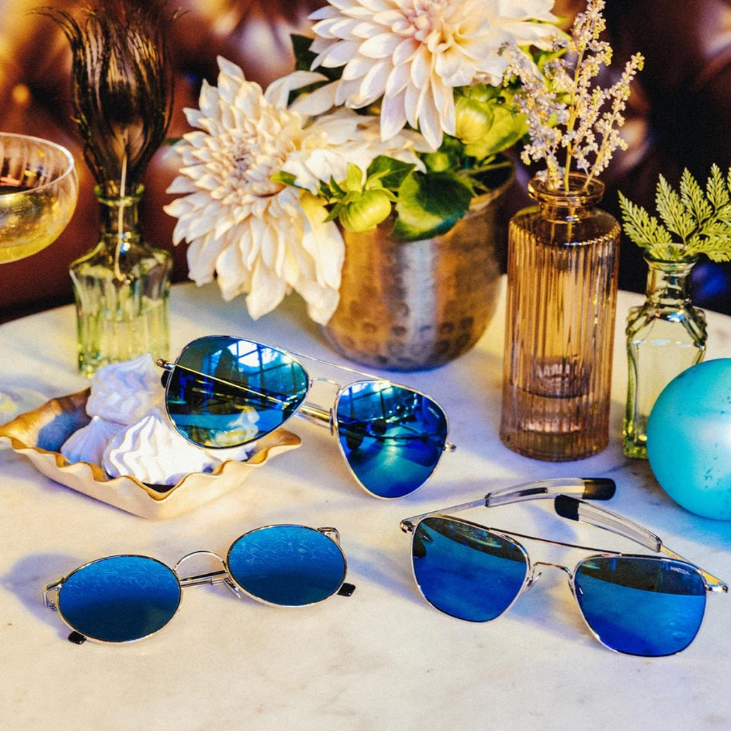 แว่นตา Randolph รุ่น Aviator 23k White Gold & Cobalt มาตรฐานแว่นตา ระดับโลก
