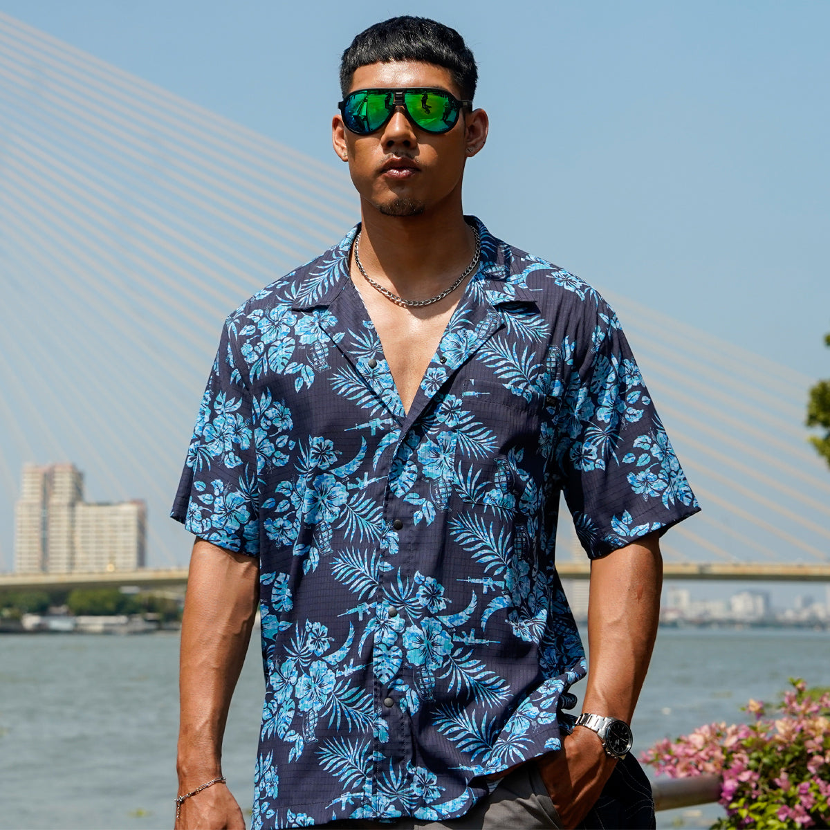 VALOR PX - Midnight Petal Hawaii Shirt