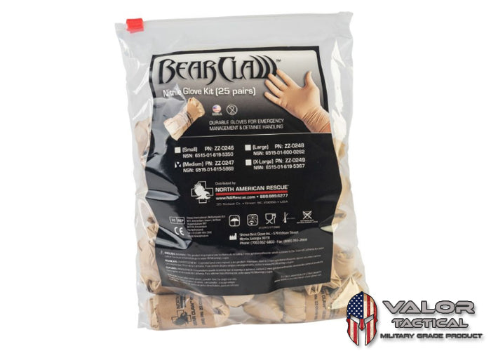 North American Rescue - Pack, Glove Sand Bear Claw - Medium (Pk of 25)