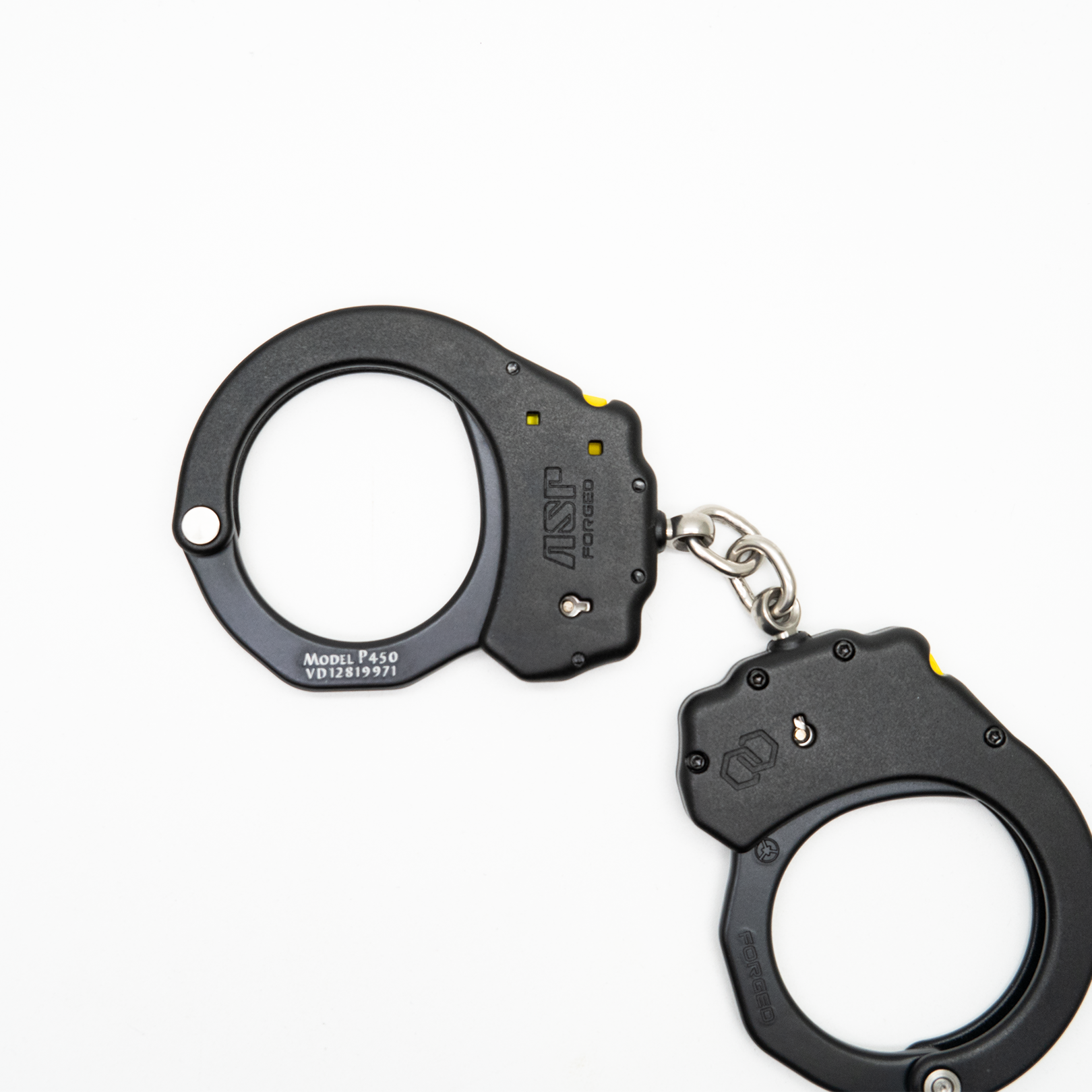 ASP Chain Ultra PLUS Handcuffs (Aluminum) - Black, 1 Pawl (Yellow Tactical)