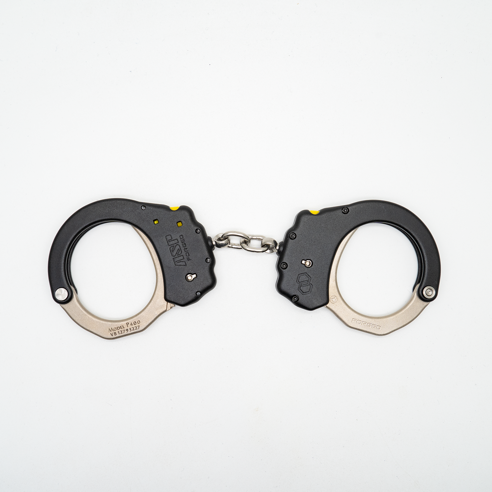 ASP Chain Ultra PLUS Handcuffs (Steel) - Black, 1 Pawl (Yellow Tactical)