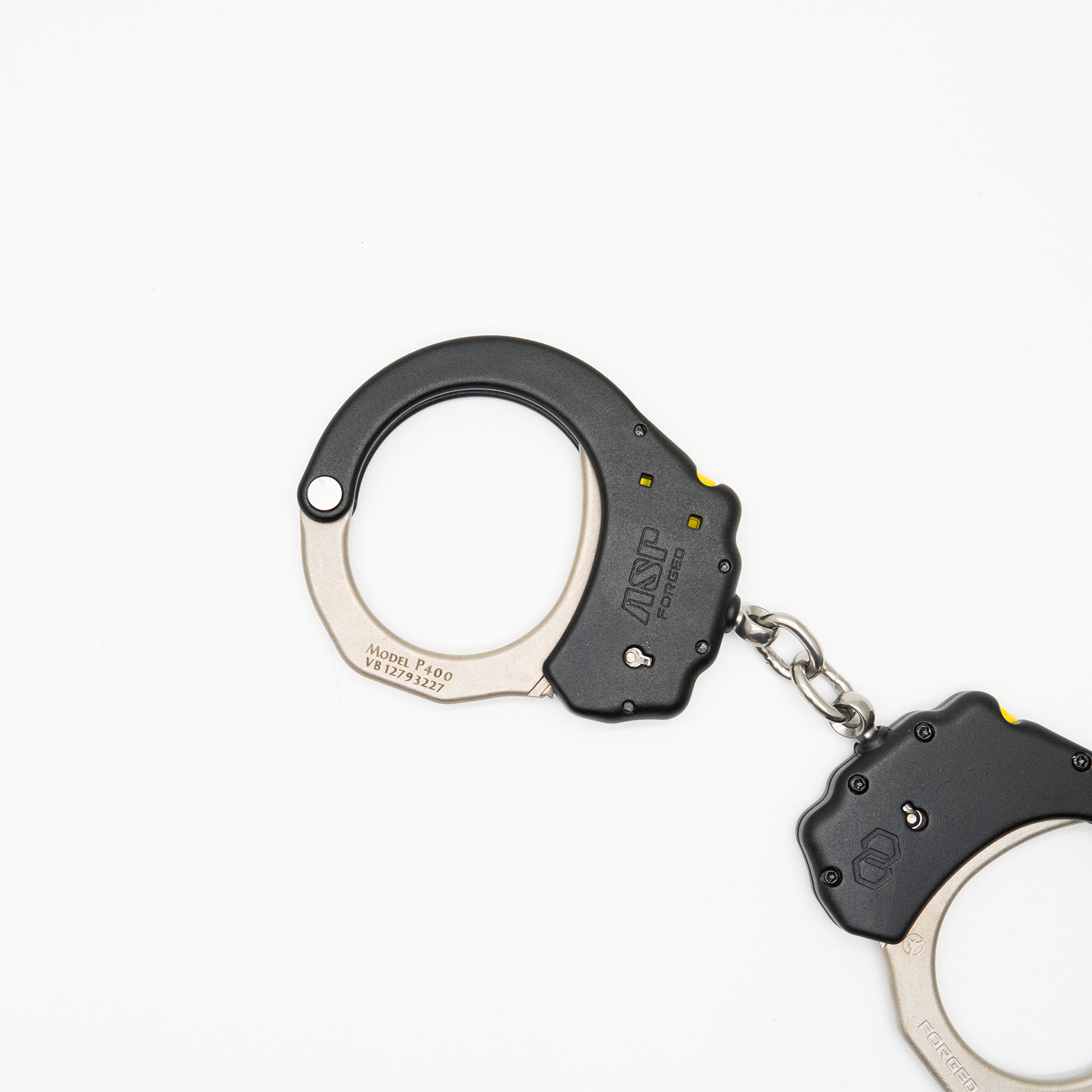 ASP Chain Ultra PLUS Handcuffs (Steel) - Black, 1 Pawl (Yellow Tactical)