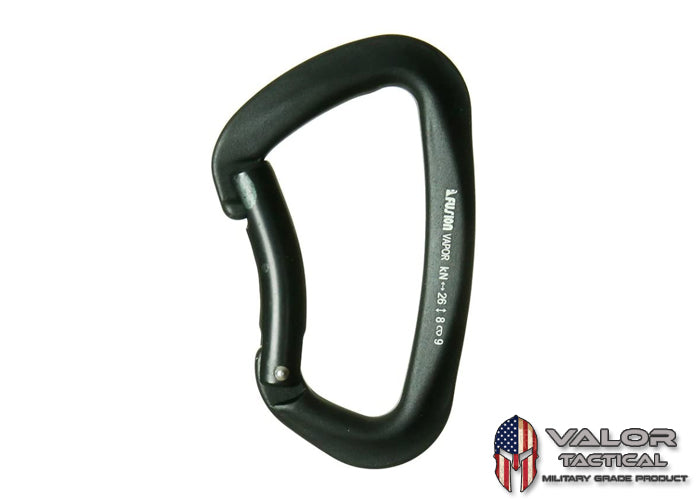 Fusion - Vapor III Military Tactical Matte Edition Aluminum Bent Gate Key Nose Modified D Carabiner Black