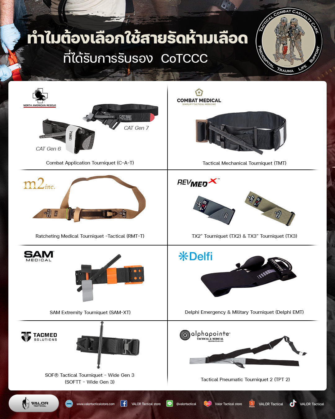 สายรัดห้ามเลือดที่ได้รับการรับรอง CoTCCC อุปกรณ์ช่วยชีวิตที่ควรมีติดไว้