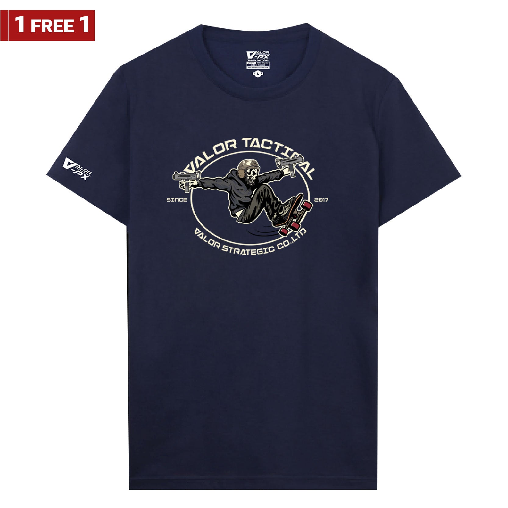 [ซื้อ 1 แถม 1] Valor PX Skeleton Skater T-Shirt