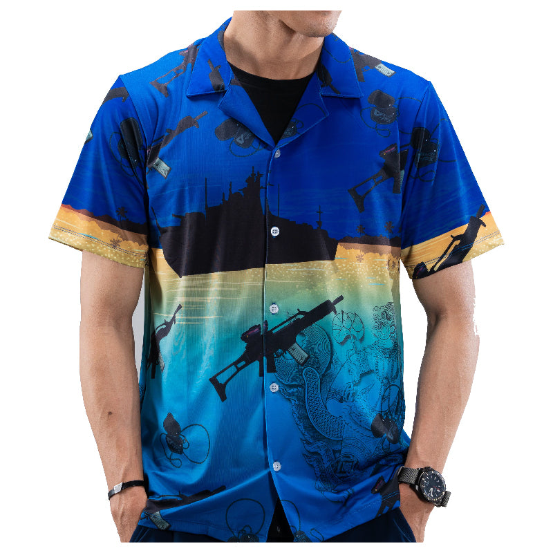 VALOR PX - มัจฉานุจู่โจม Hawaii Shirt [Dark Blue]