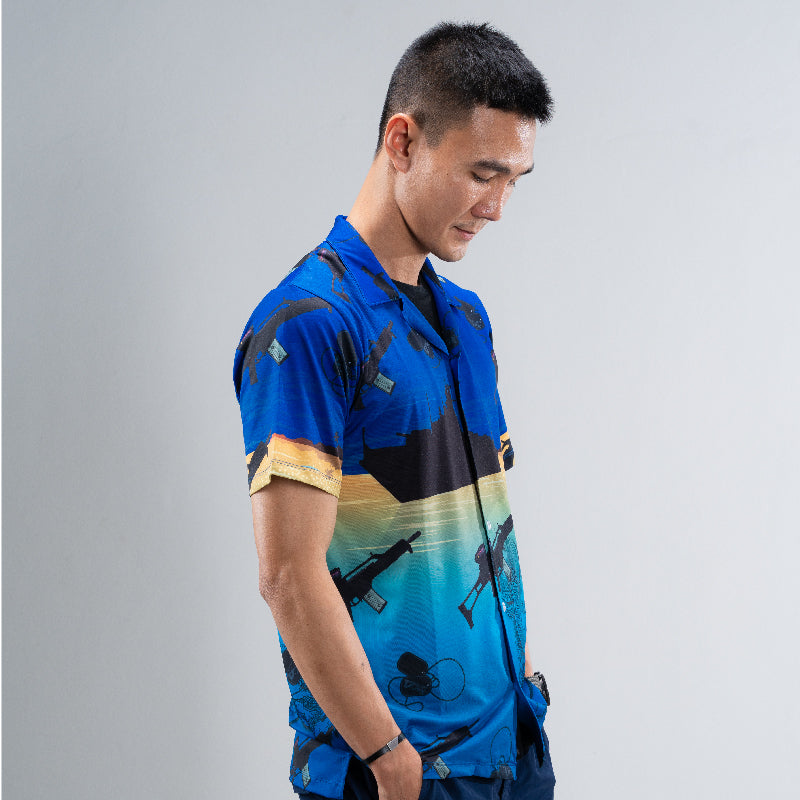 VALOR PX - มัจฉานุจู่โจม Hawaii Shirt [Dark Blue]