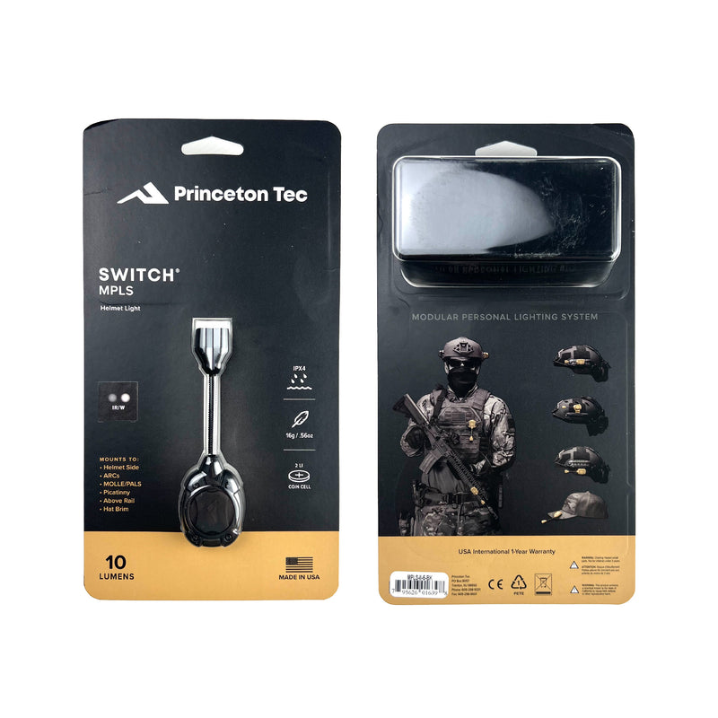 Princeton Tec - SWITCH MPLS, Helmet Light 10 Lumens IPX4 [ Light Options : WHITE / IR ]
