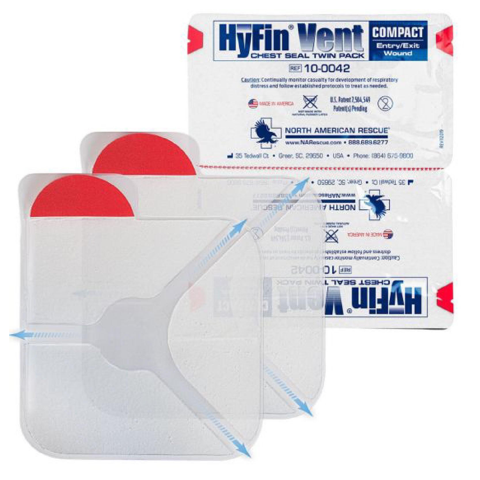 North American Rescue - Dressing, Chest seal - Hyfin Compact (Vented) Twin Pack