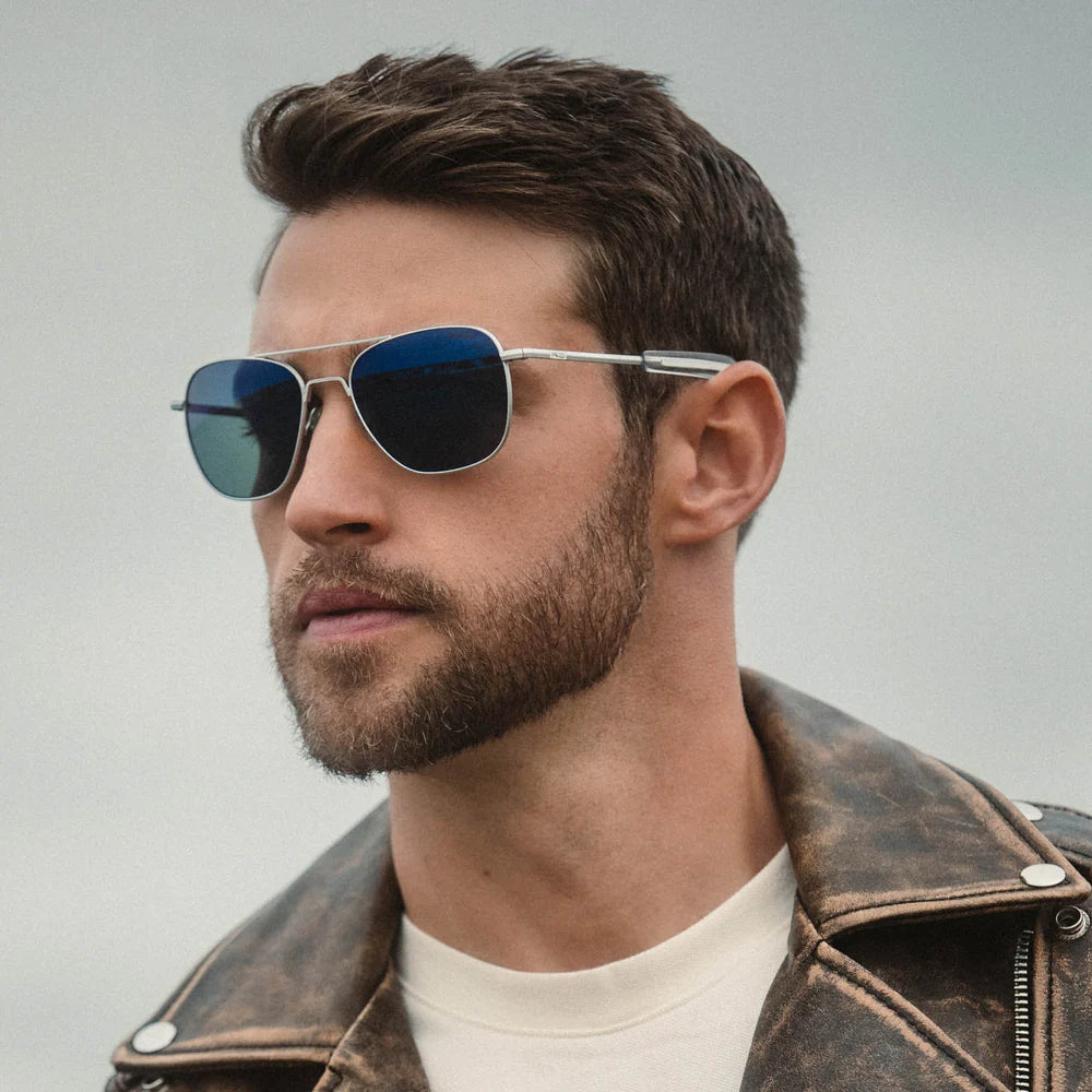 Randolph - Aviator Matte Chrome & Atlantic Blue เลนส์สีฟ้า เท่ดูดีไม่ซ้ำใคร 