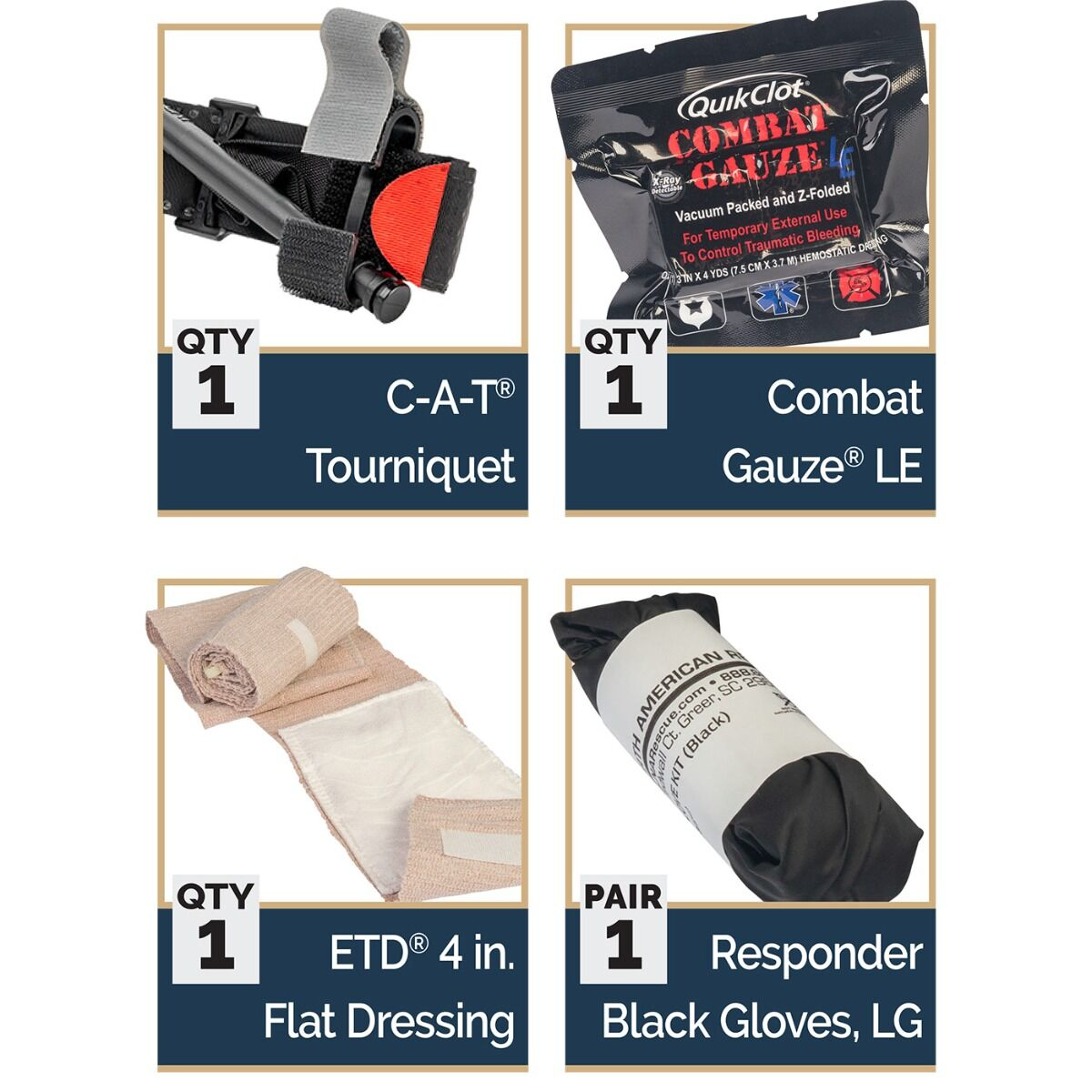 North American Rescue Individual Patrol Officer Kit (IPOK) With Combat Gauze
