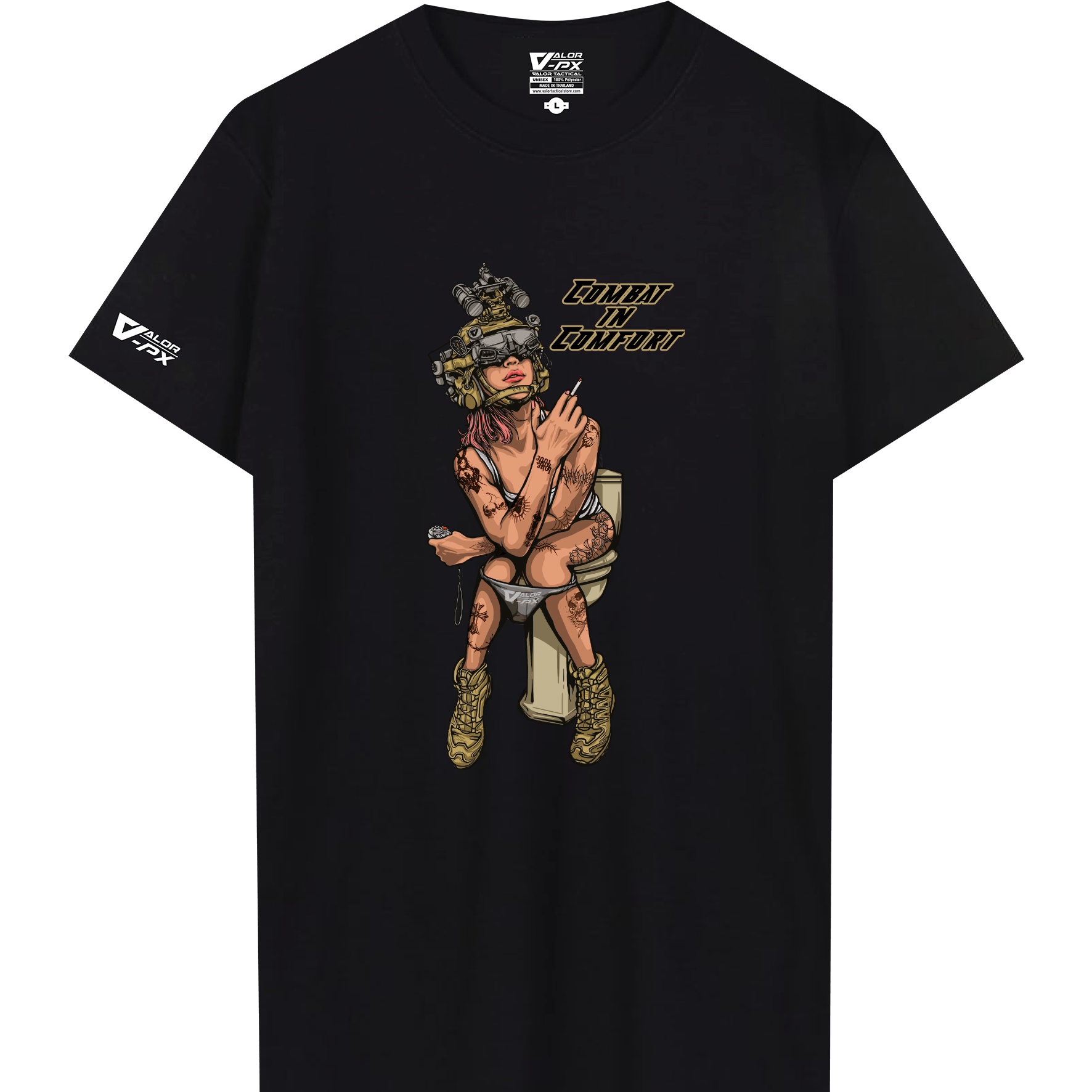 เสื้อยืดสกรีนลาย VALOR PX - Combat in Comfort T-Shirt เสื้อใส่เที่ยว ลายกราฟิก