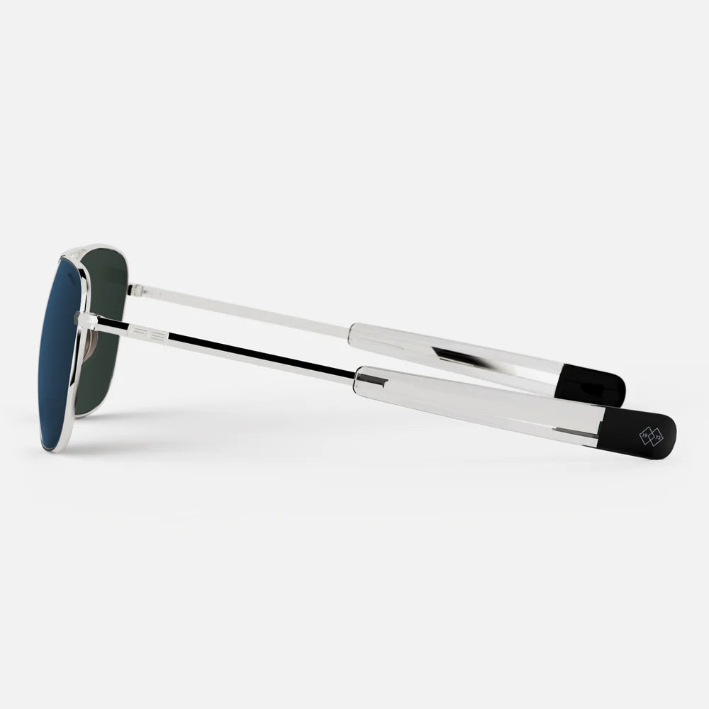 แว่น Randolph - Aviator 23k White Gold & Cobalt มุมมองจาก ด้านข้าง กรอบแว่นทนทานแข็งแรง