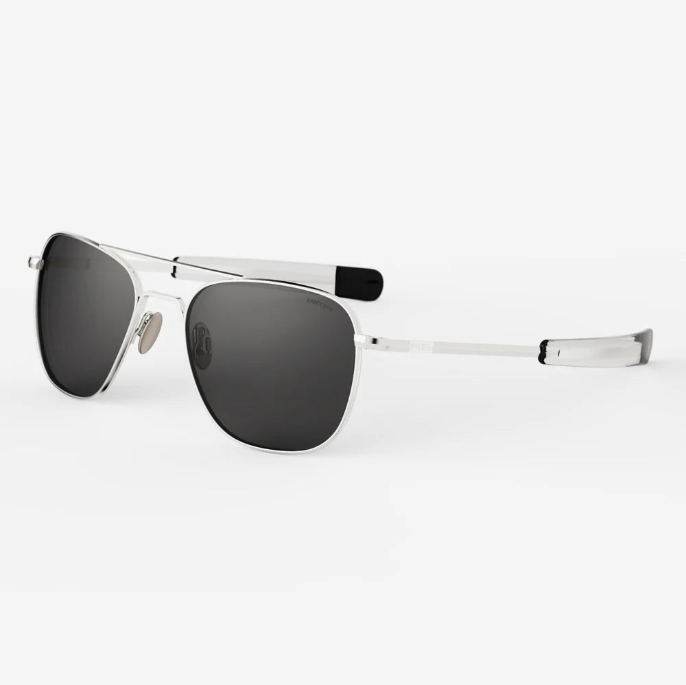 แว่นตาเล่นเท่ ดูดี Aviator 23k White Gold & American Gray 
