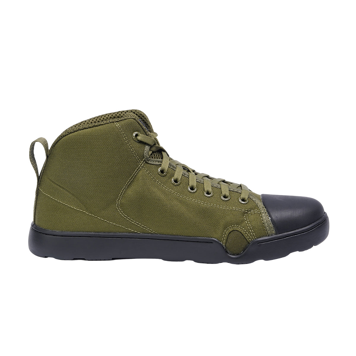 รองเท้า Altama Maritime Mid สี Olive Drab มองด้านซ้าย เห็นหูรองเท้า Outsole และด้านหลัง รองเท้าพื้นน้ำเก้าเรือ Amphibious VALOR Tactical Thailand