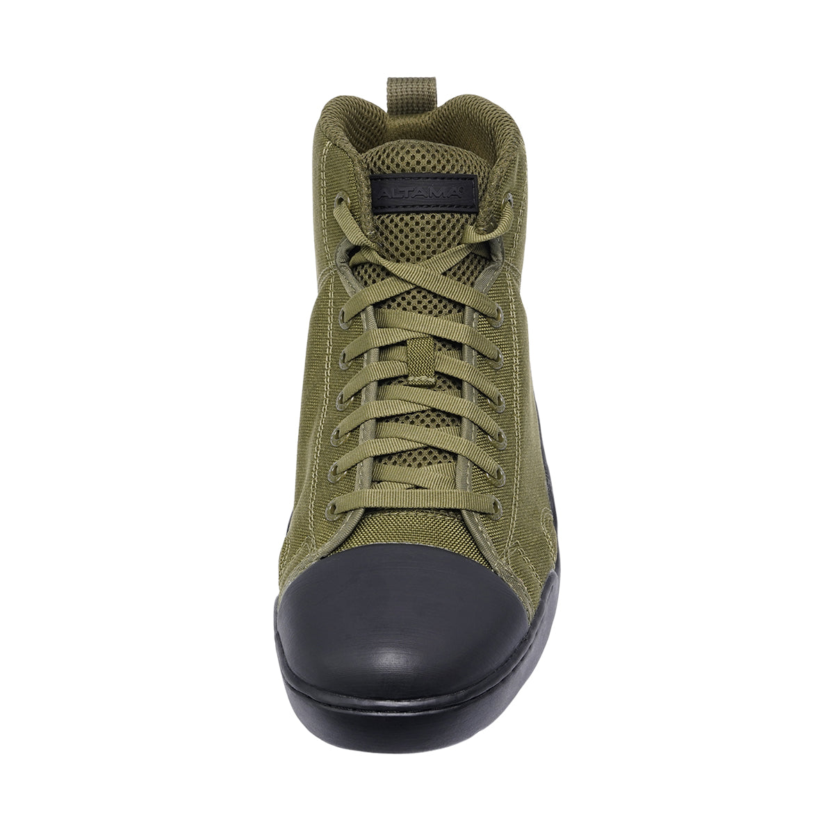 รองเท้า Altama Maritime Mid สี Olive Drab มุมด้านบน-หน้า เห็นหัวรองเท้ายางดำและเชือกผ้าสีเขียว รองเท้ายุทธวิธี Amphibious VALOR Tactical Thailand