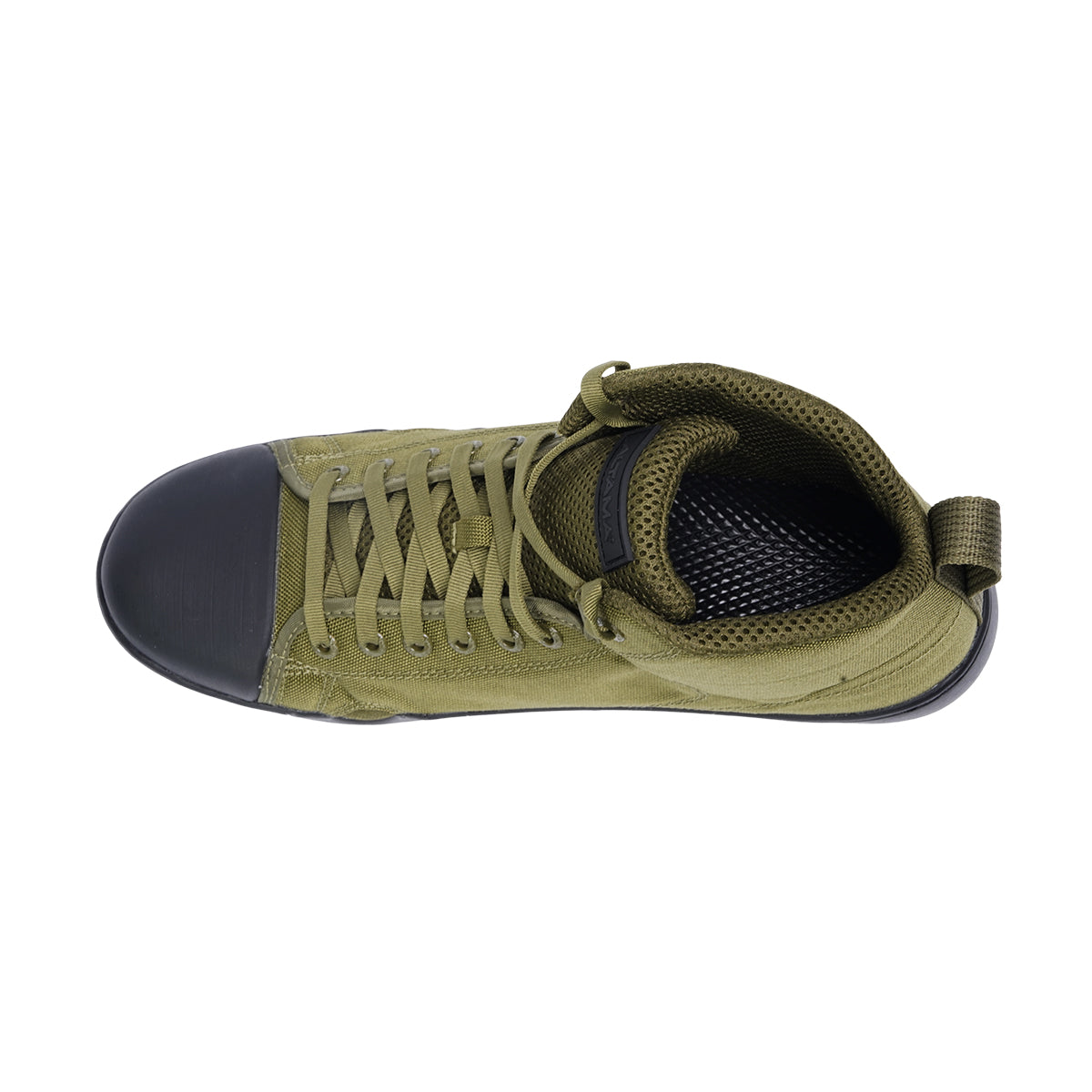 รองเท้า Altama Maritime Mid สี Olive Drab มุมจากด้านบน เห็นภายในรองเท้าและเชือกความรัดเขียว รองเท้ายุทธวิธีชายหาด Amphibious VALOR Tactical Thailand