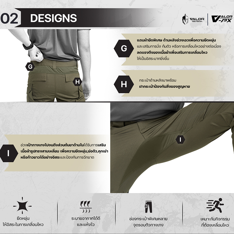 กางเกงขายาว VALOR PX - Long Range Pants [Ranger Green]