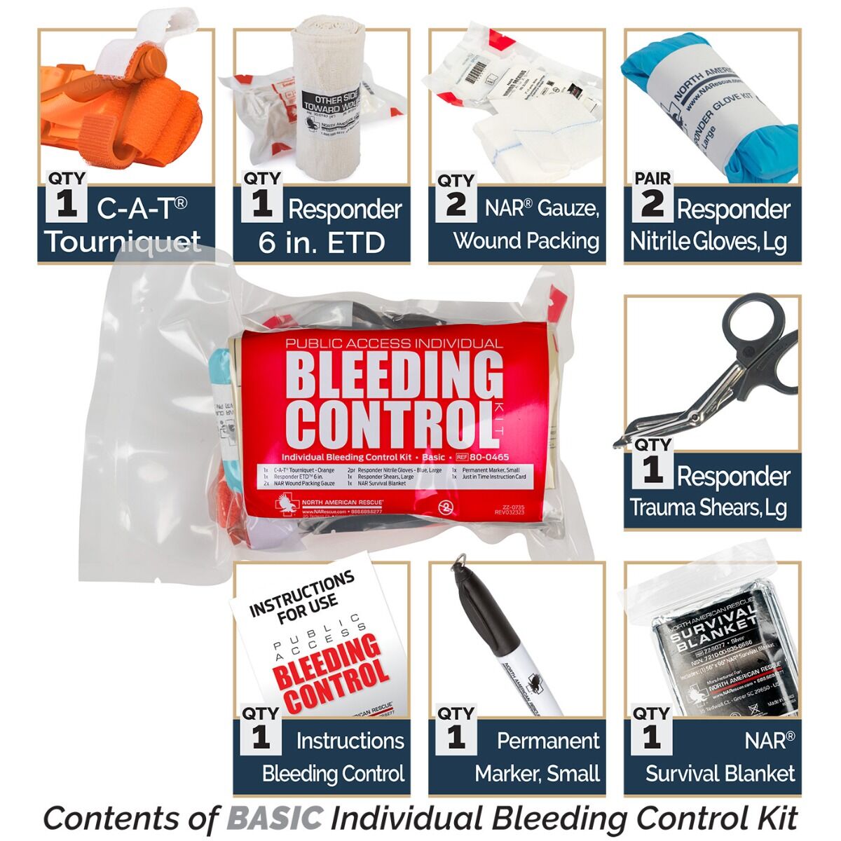 North American Rescue Public Access Individual Bleeding Control Basic Kit