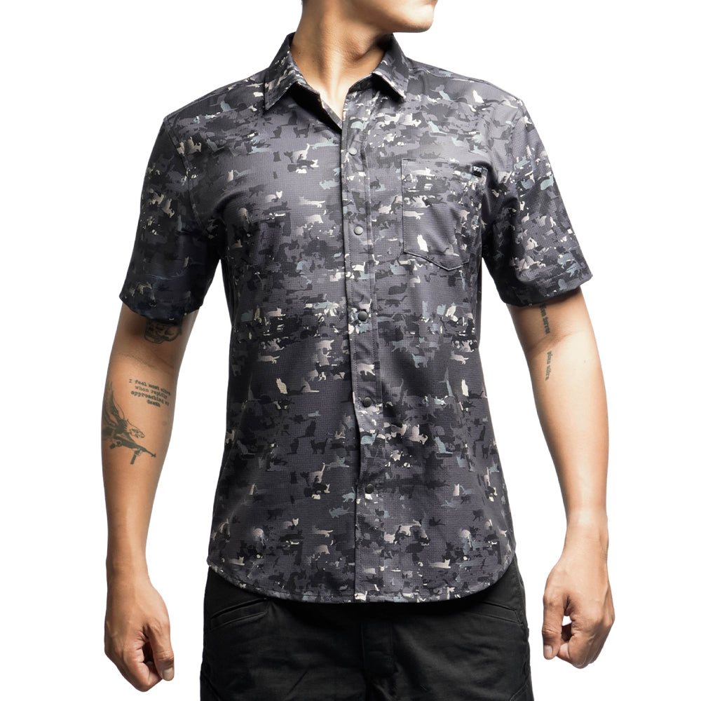 เสื้อลายพรางแฟชั่นทหาร VALOR PX - Short Sleeve Shirt [CATMOUFLAG]