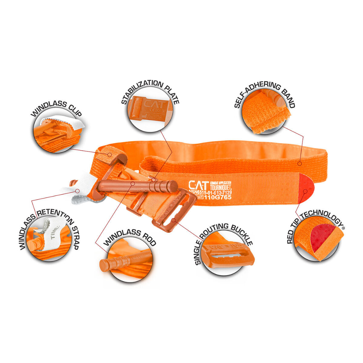 North American Rescue Combat Application Tourniquet (C-A-T), Rescue Orange