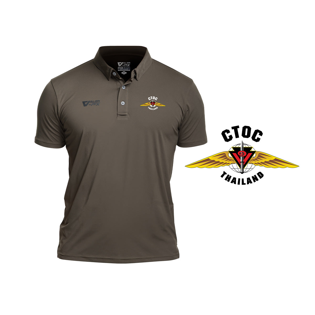 เสื้อโปโล VALOR PX – เสื้อโปโล ศูนย์ปฏิบัติการต่อต้านการก่อการร้ายสากล (CTOC) [สกรีนโลโก้หน่วยงาน ฟรี] เสื้อหน่วยงานราชการ