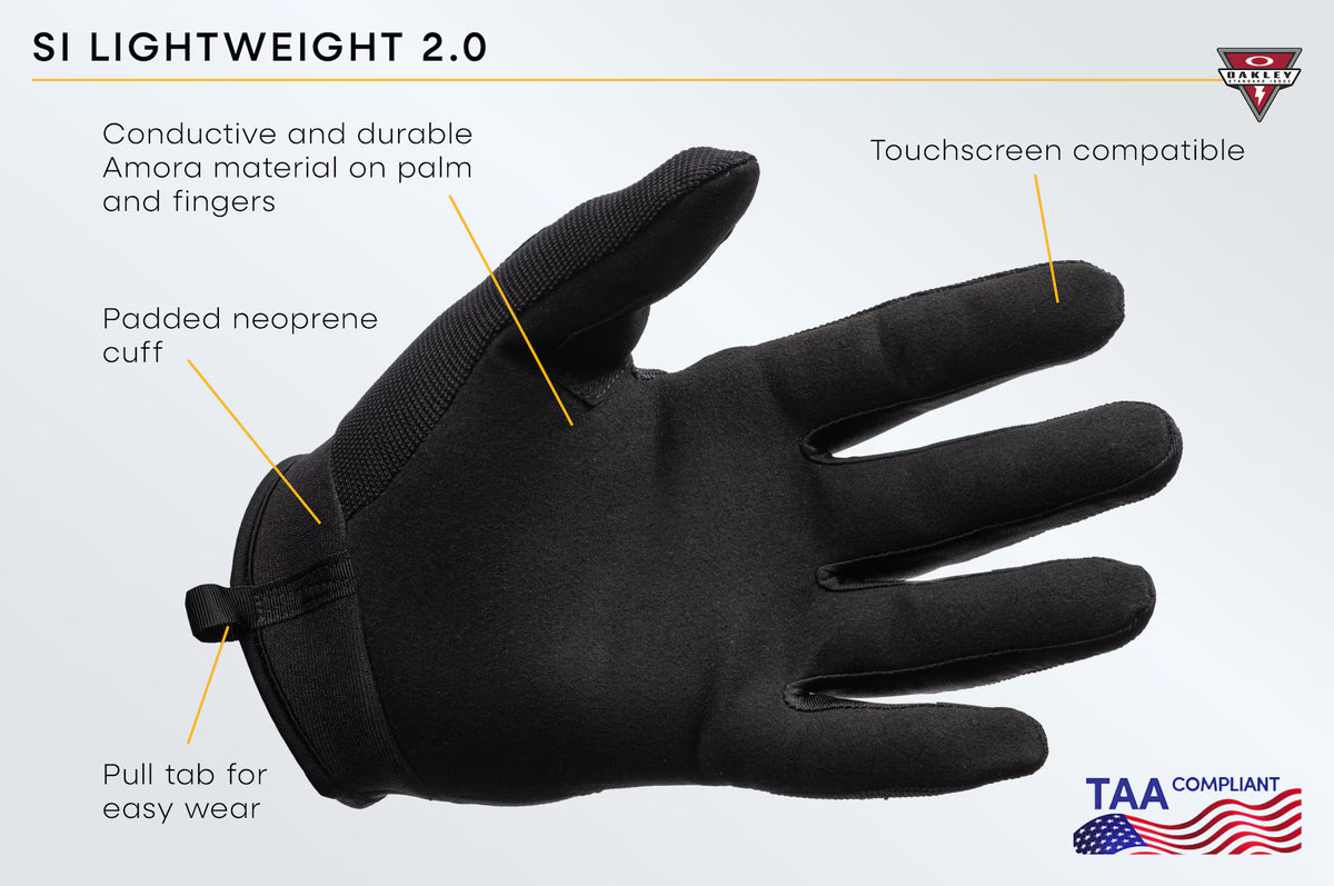 OAKLEY SI รุ่น SI Lightweight 2.0 ถุงมือ สีดำมาตรฐาน สามารถสัมผัสหน้าจอมือถือได้ 