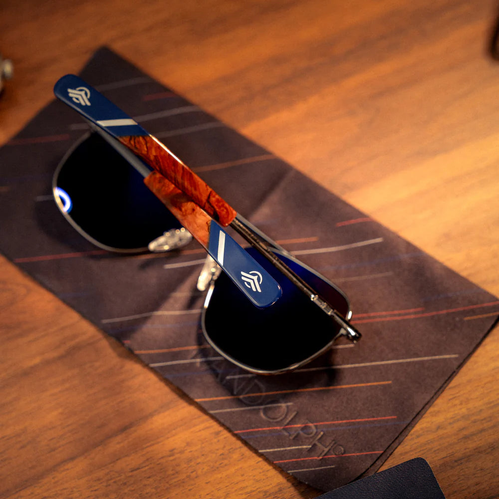 แว่นตา Randolph  รุ่นใหม่ Aviator Gunmetal & Atlantic Blue เลนส์สีฟ้า นำเข้าถูกต้อง 