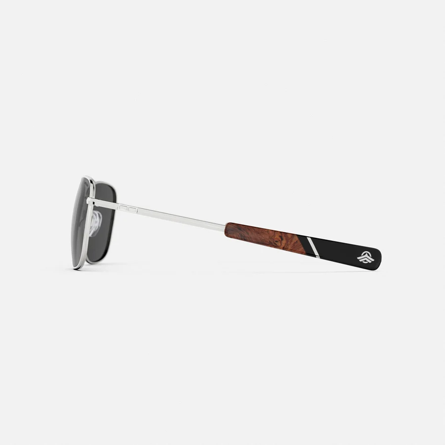 RANDOLPH - Aviator [23k White Gold & American Gray] with Jetway Temples