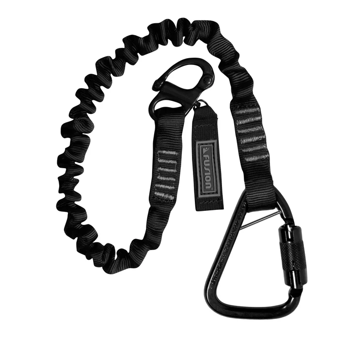 Fusion Helo Retention Lanyard BLK Auto-Locking Carabiner and Shackle [48 Inches]