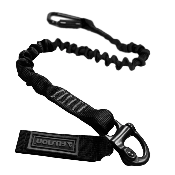 Fusion Helo Retention Lanyard BLK Auto-Locking Carabiner and Shackle [48 Inches]