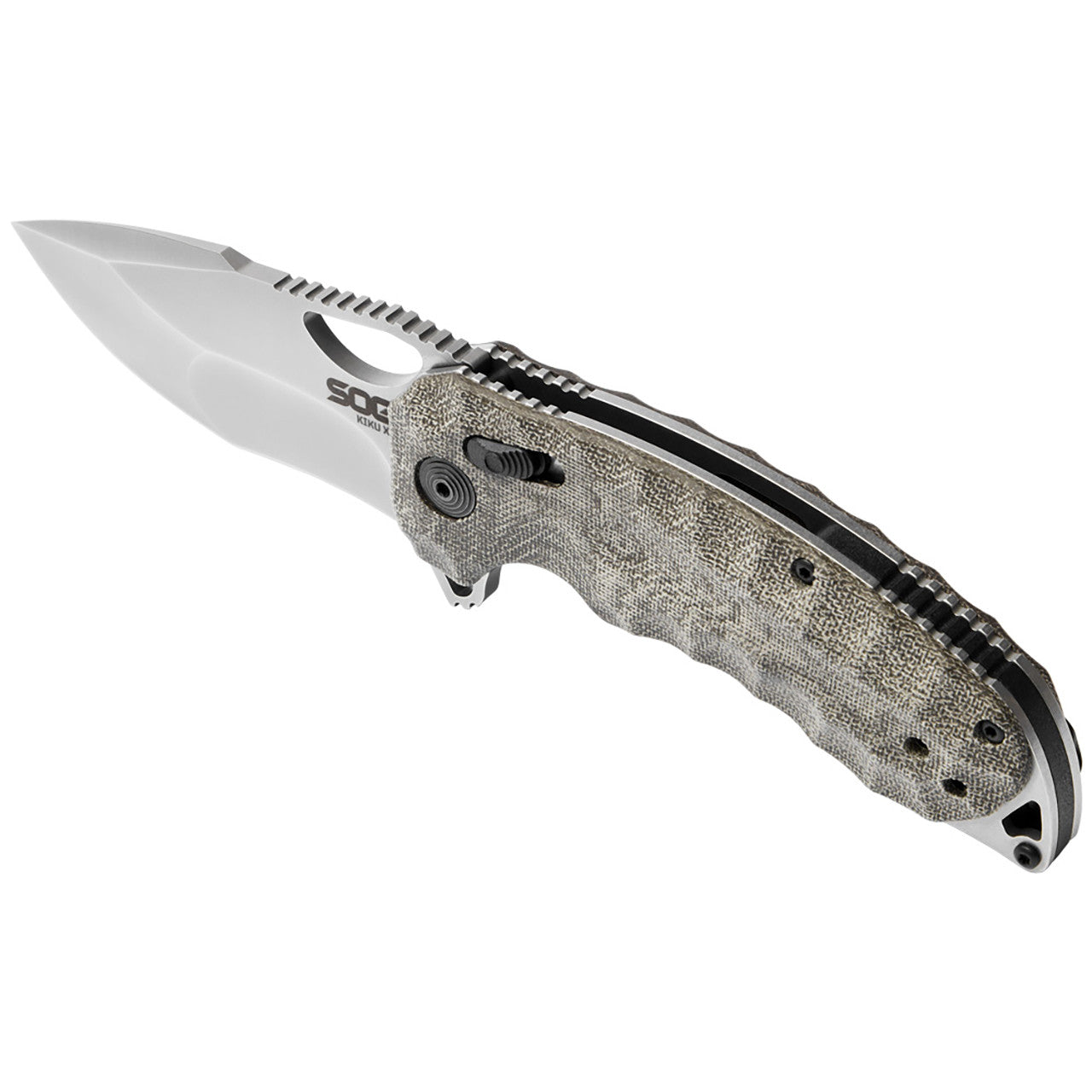 SOG Kiku XR - Natural Linen Micarta, Outdoor Use Folding Knife