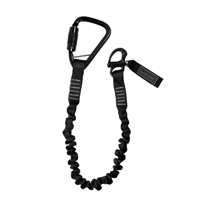 Fusion Helo Retention Lanyard BLK Auto-Locking Carabiner and Shackle [48 Inches]