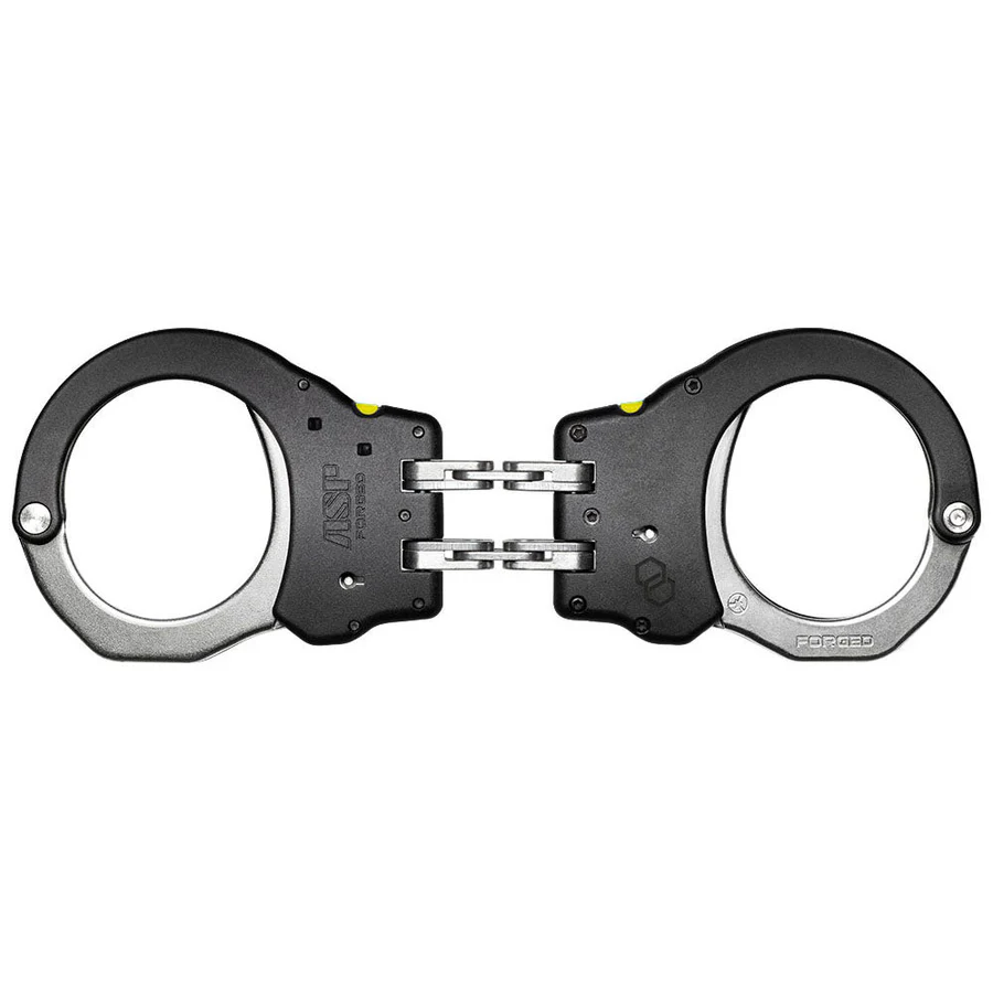 ASP Hinge Ultra PLUS Handcuff (Steel) - Black, 1 Pawl (Yellow-Tactical)