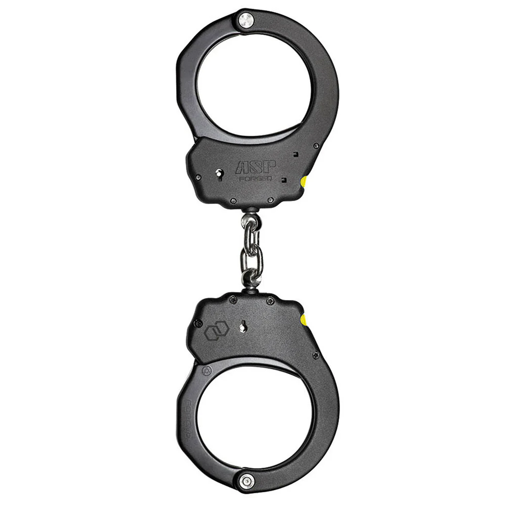 ASP Chain Ultra PLUS Handcuffs (Aluminum) - Black, 1 Pawl (Yellow Tactical)