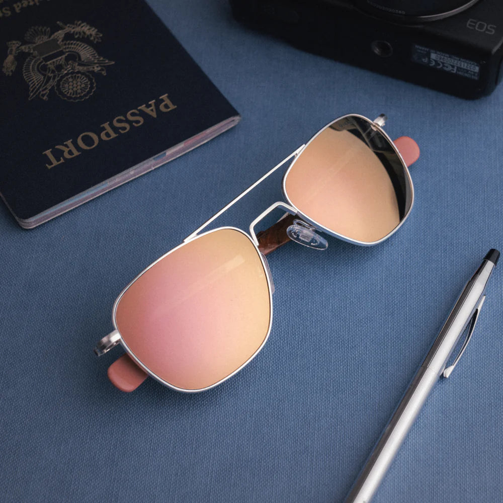 Randolph - Aviator Satin Silver & Rose Gold Mirror