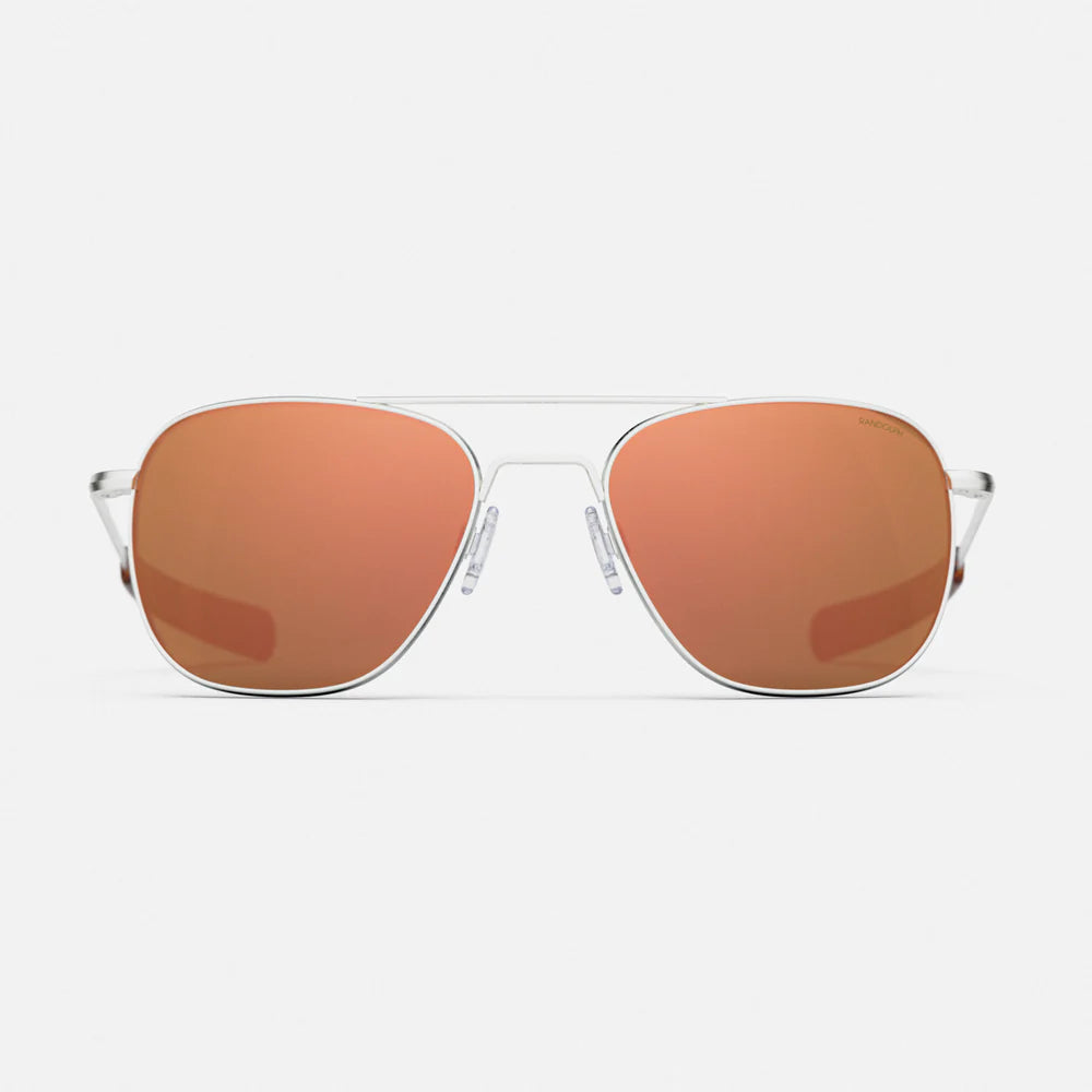 Randolph - Aviator Satin Silver & Rose Gold Mirror แว่นตา ของแท้นำเข้า 