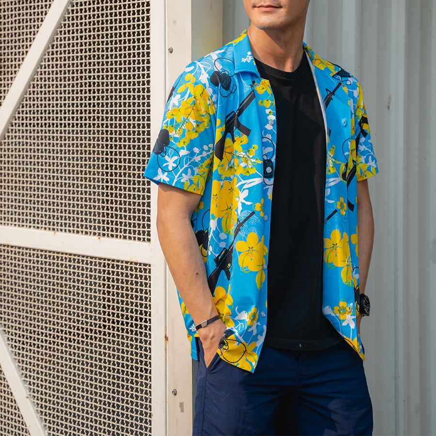 เสื้อฮาวาย VALOR PX - ไอยรา ห้าห้าหก Hawaii Shirt [Blue]