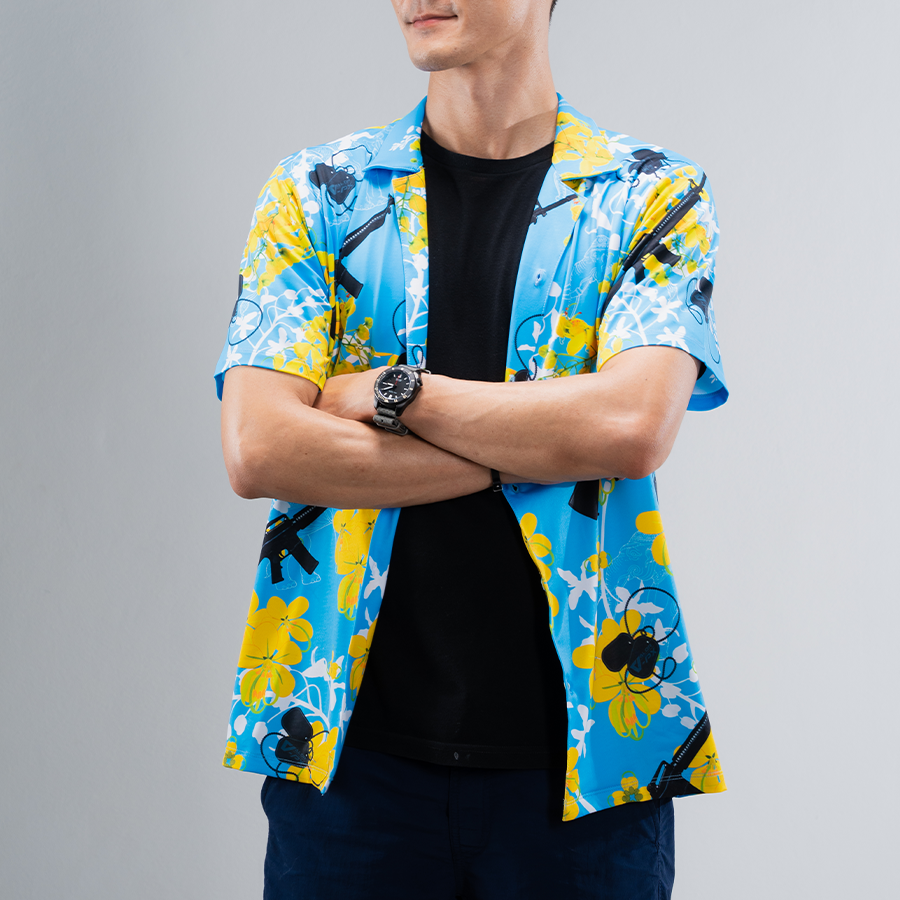 เสื้อฮาวาย VALOR PX - ไอยรา ห้าห้าหก Hawaii Shirt [Blue]