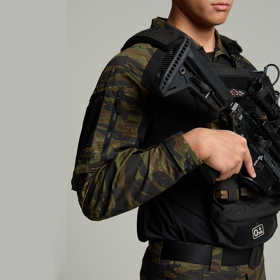 เสื้อทหาร Valor PX - Native Combat Shirt [Tiger Stripe] เสื้อคอมแบท ตำรวจพลร่ม