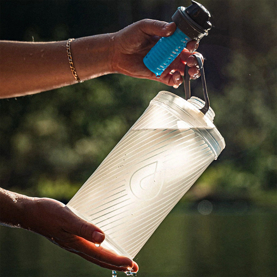 Hydrapak ขวดน้ำพับได้พร้อมหัวกรองน้ำ มาตรฐาน กรองน้ำในธรรมชาติดื่มได้ทันที 