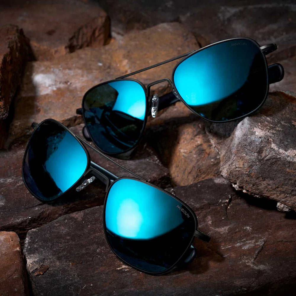 Randolph  Aviator Matte Black & Cobalt แว่นตาเลนส์ สีฟ้า เท่ไม่ซ้ำใคร 