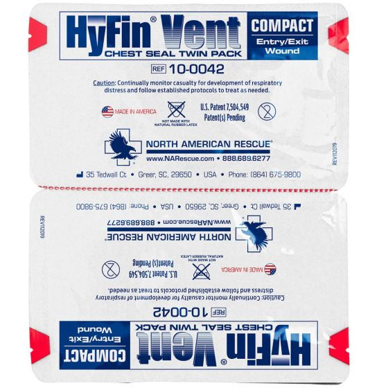 North American Rescue - Dressing, Chest seal - Hyfin Compact (Vented) Twin Pack