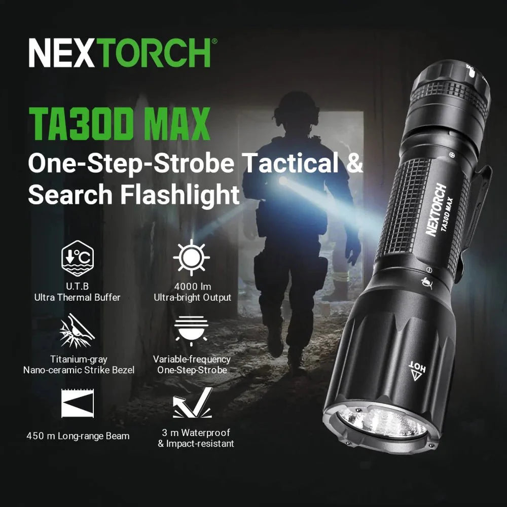 Nextorch - TA30D Tactical One-Step-Strobe Flashlight with FR-1 Ring