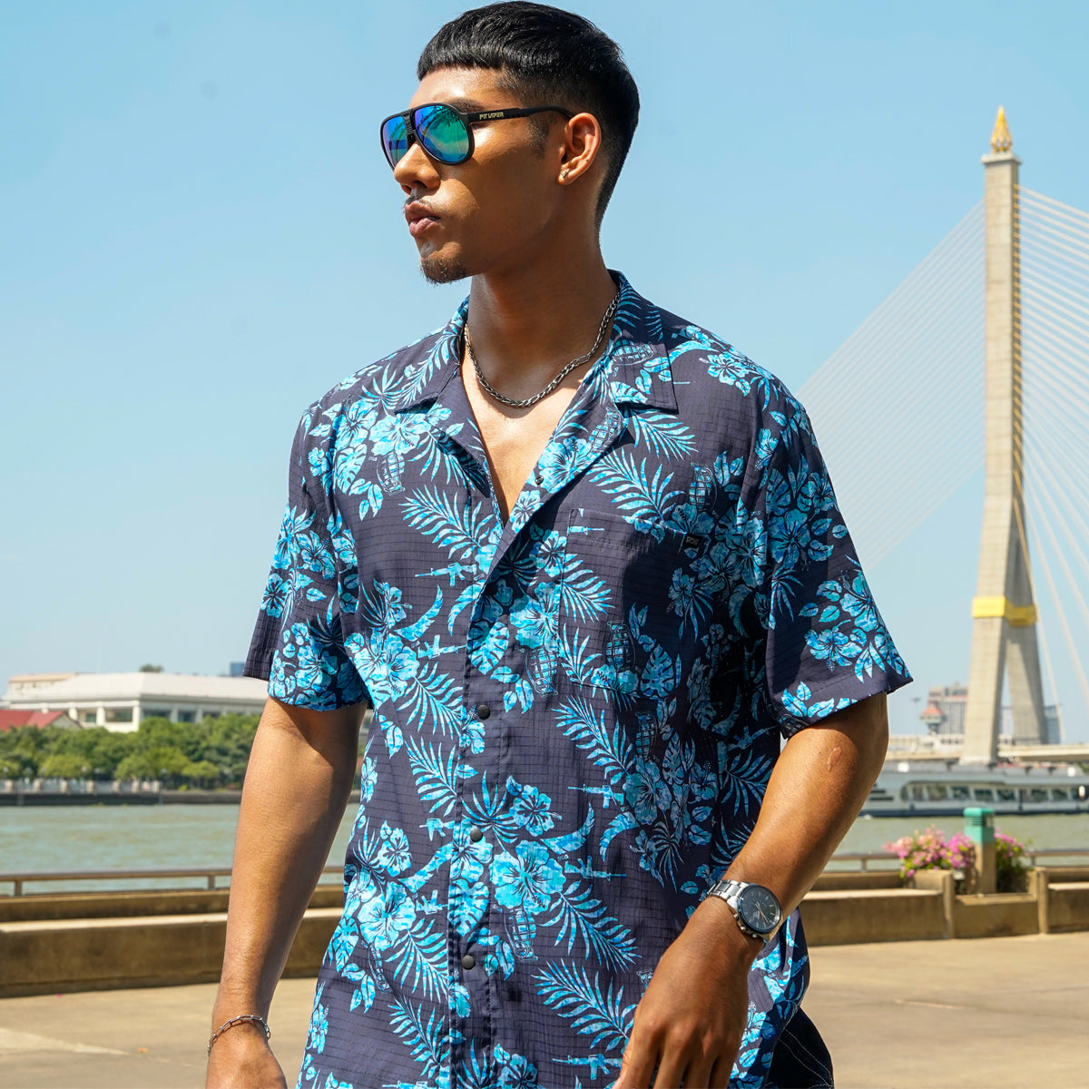 VALOR PX - Midnight Petal Hawaii Shirt