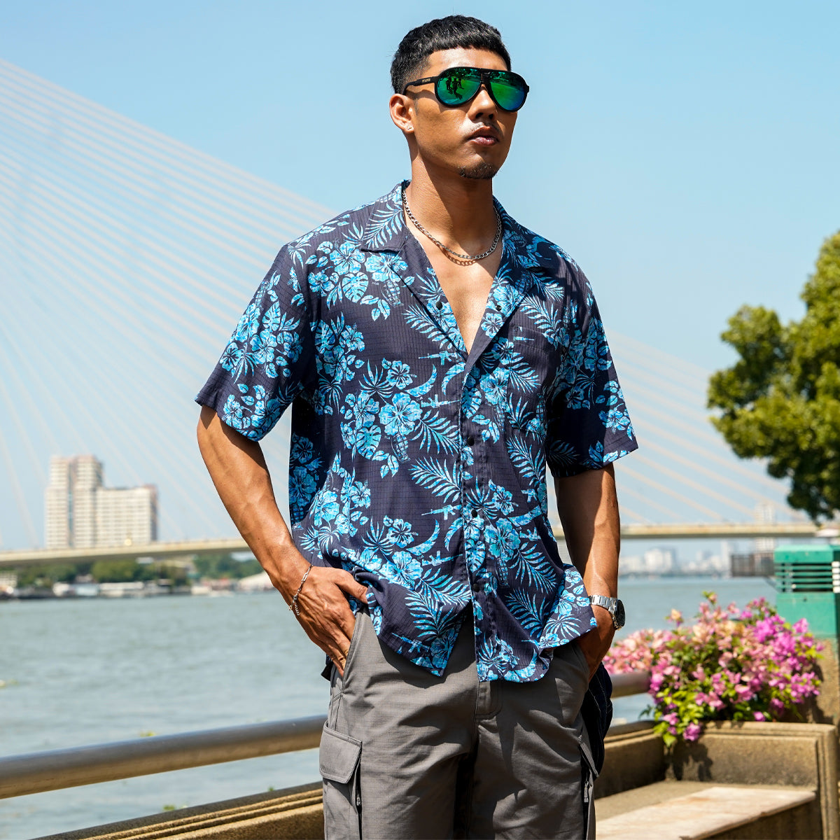 VALOR PX - Midnight Petal Hawaii Shirt