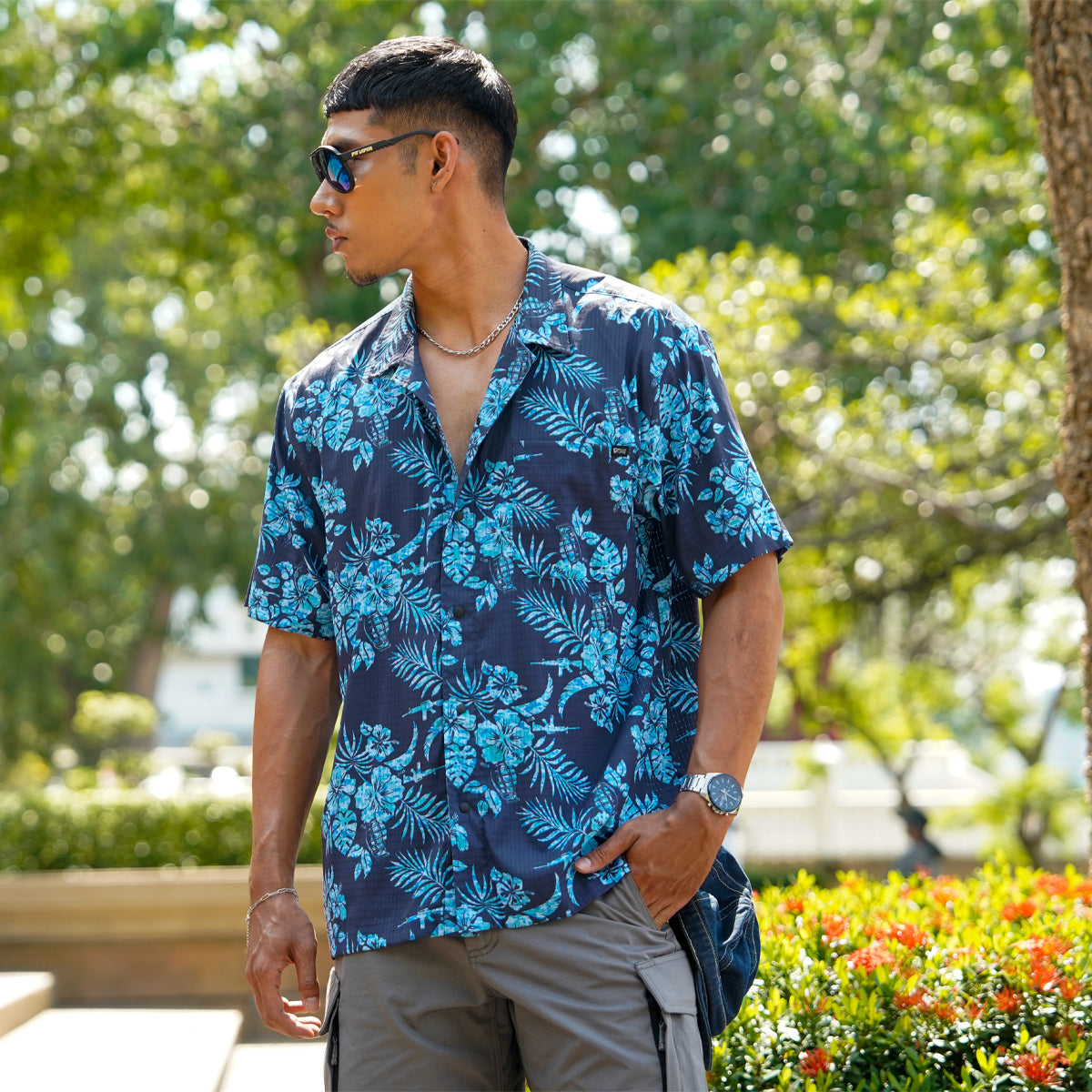 VALOR PX - Midnight Petal Hawaii Shirt