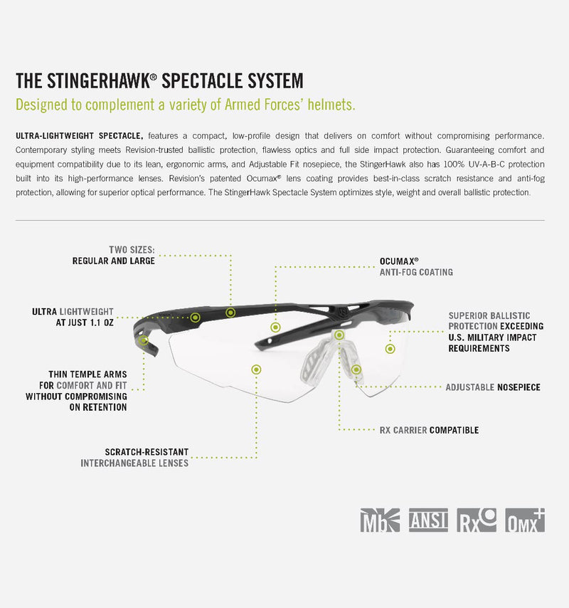 Revision - STINGERHAWK EYEWEAR DELUXE KITS Vermillion, Clear & Smoke Regular [Frame Black]