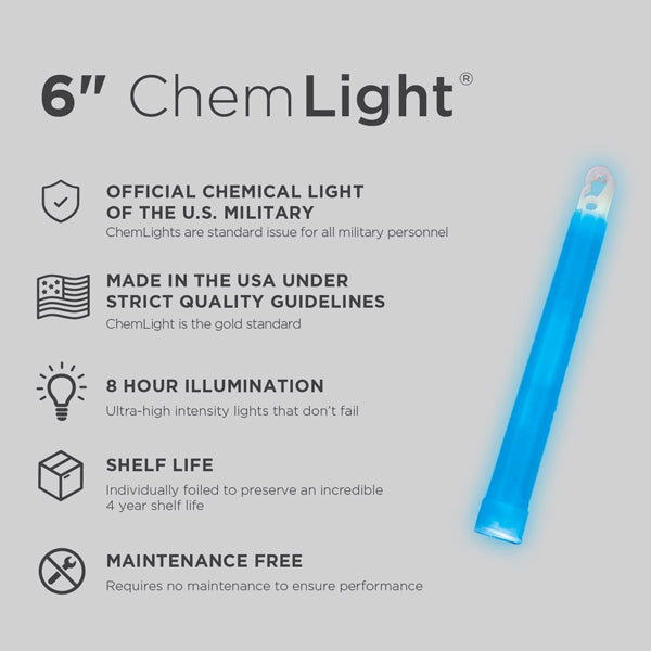 Cyalume - 6" ChemLight, Chem Sticks 8hr [ BLUE ]