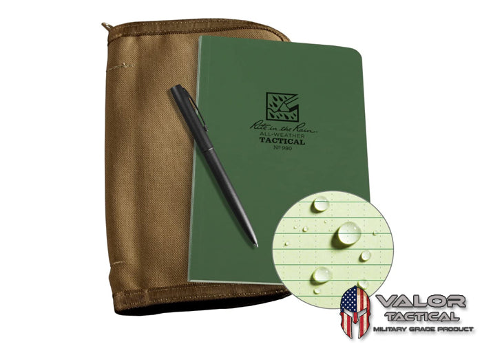 Rite In The Rain - Field Book Kit [ Tan Book Cover / Green Field Book / Black Pen ]